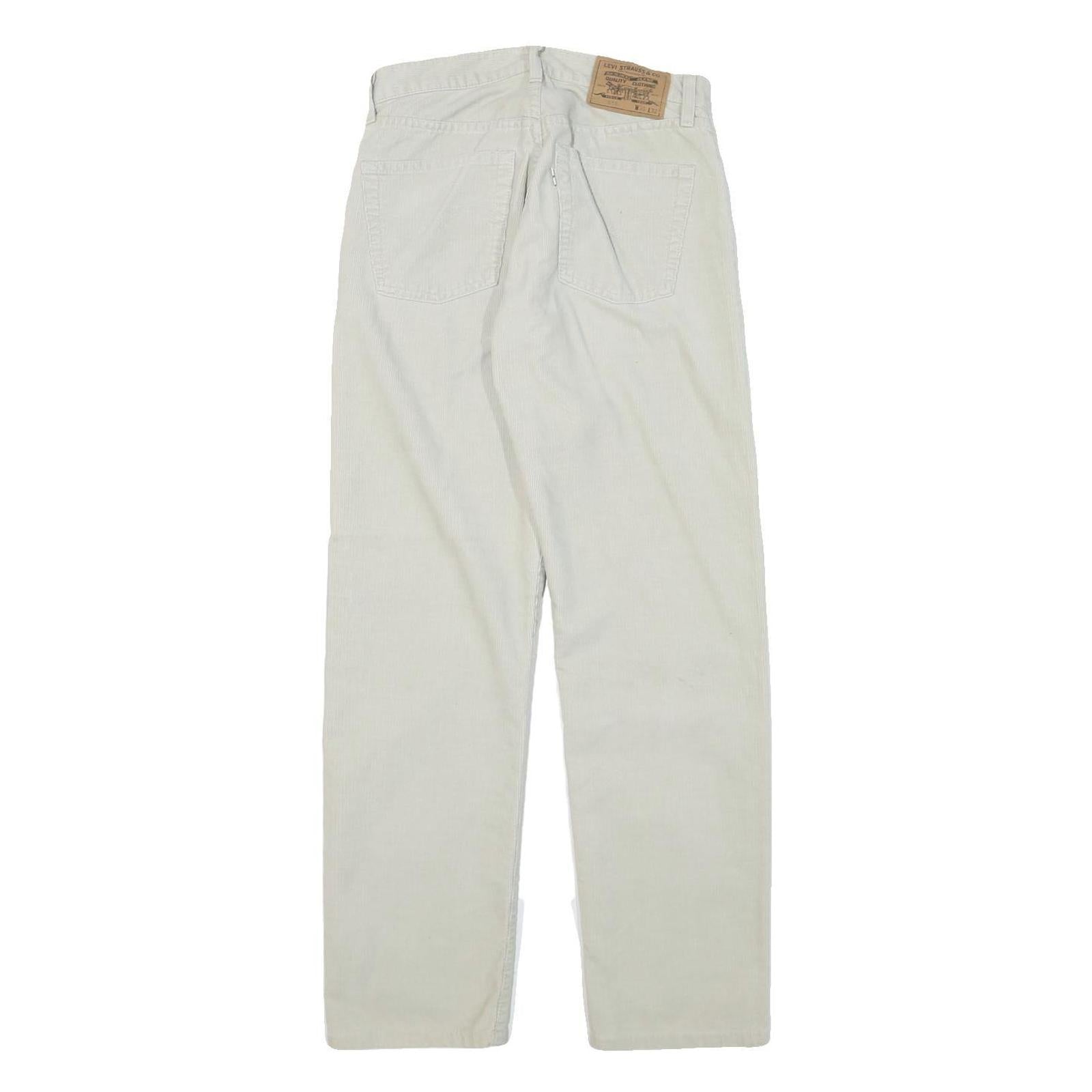 LEVI'S Mens Cotton Blend White Regular Straight Trousers W29 L29 Casual Zip