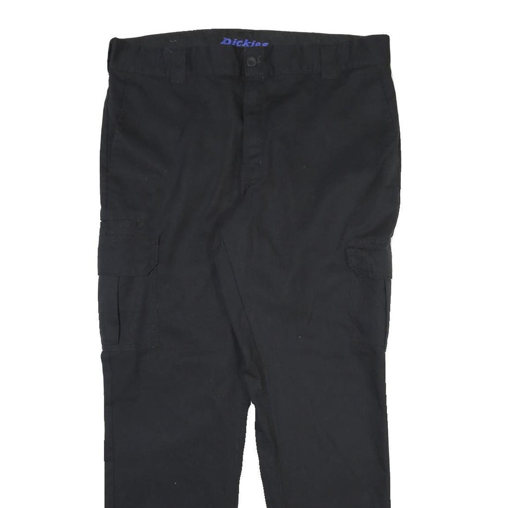 DICKIES Mens Cotton Blend Black Regular Fit Cargo Trousers W38 L32 Workwear