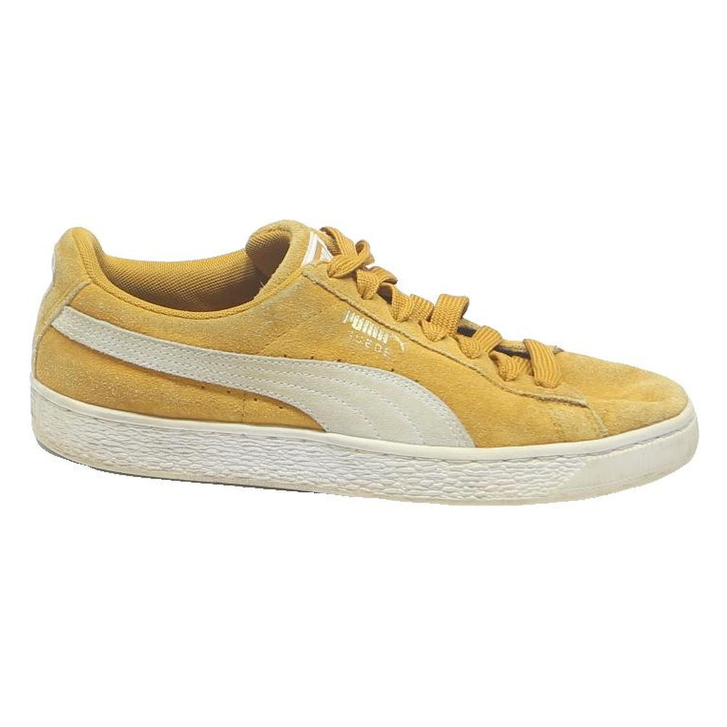 PUMA Suede Classic Mens Low Top Trainers Yellow & White Suede UK 6.5 Casual
