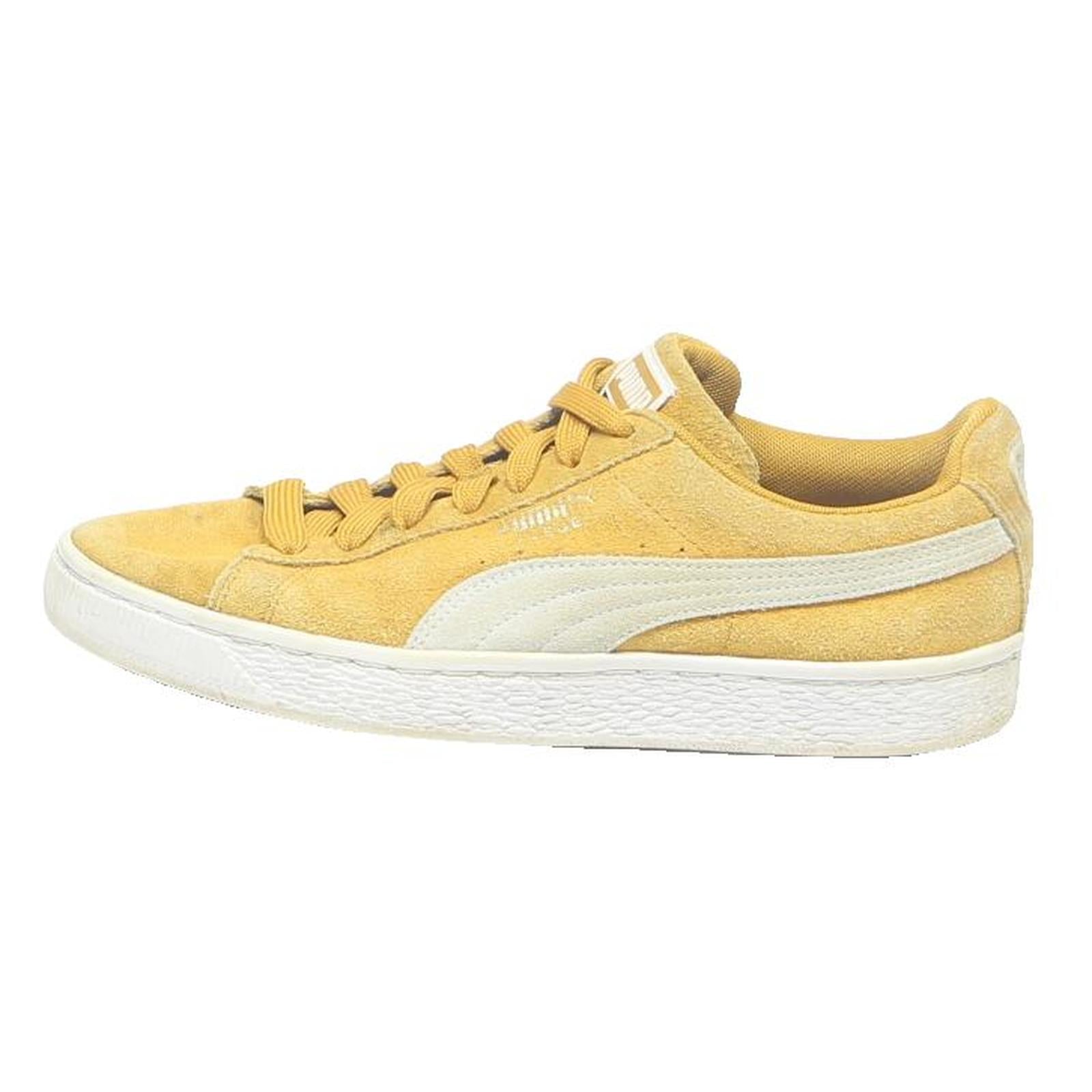 PUMA Suede Classic Mens Low Top Trainers Yellow & White Suede UK 6.5 Casual