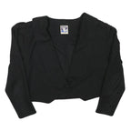 YESSICCA Womens Black Short Button Synthetic Jacket M Plain Cropped