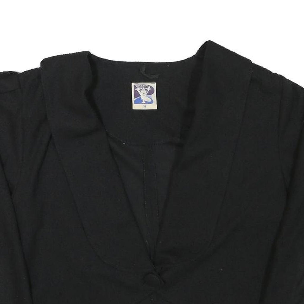 YESSICCA Womens Black Short Button Synthetic Jacket M Plain Cropped
