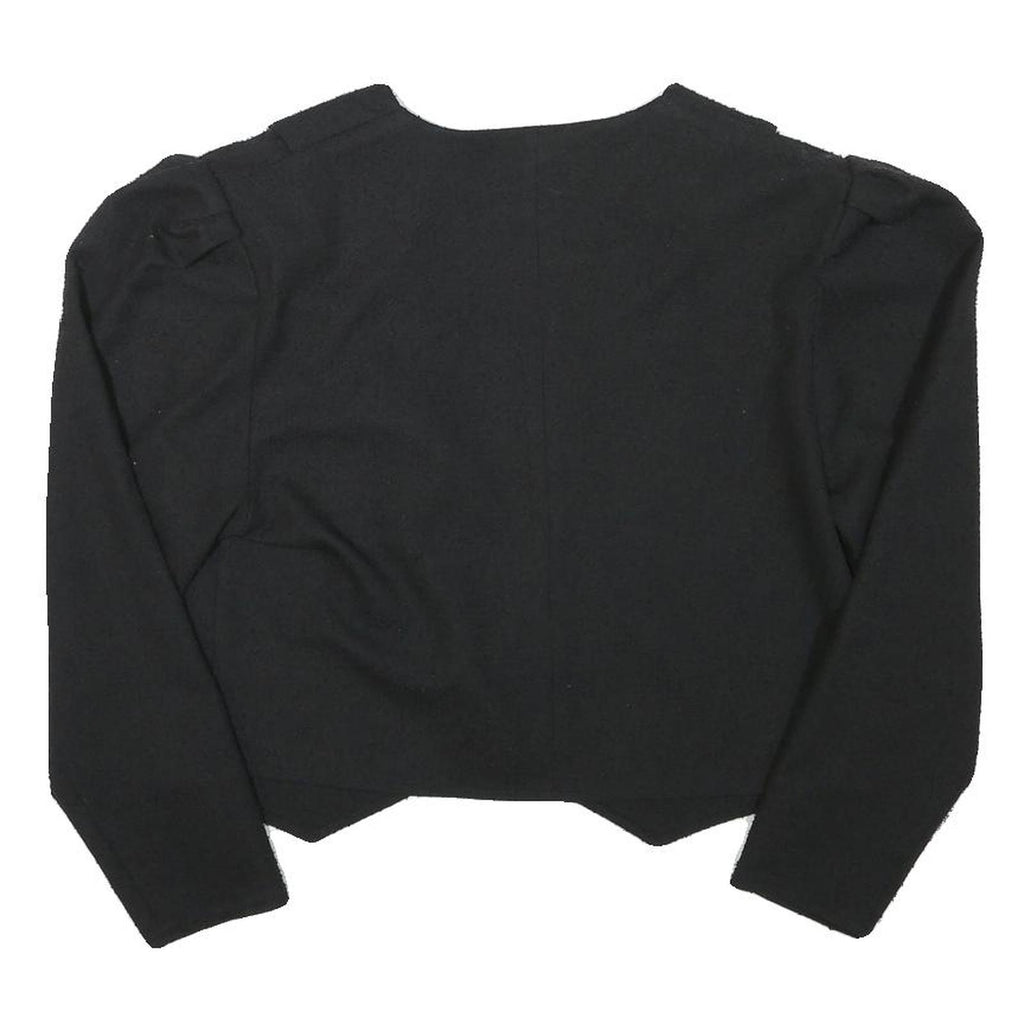 YESSICCA Womens Black Short Button Synthetic Jacket M Plain Cropped