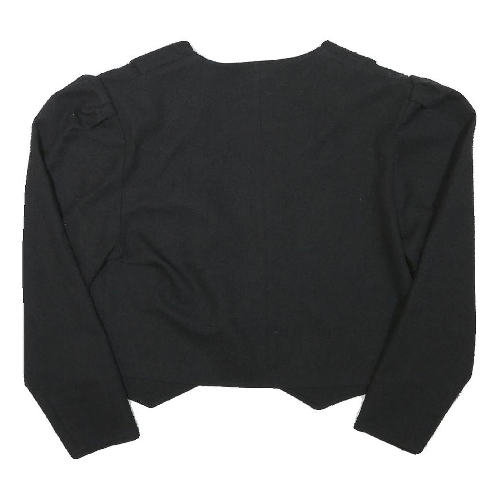 YESSICCA Womens Black Short Button Synthetic Jacket M Plain Cropped