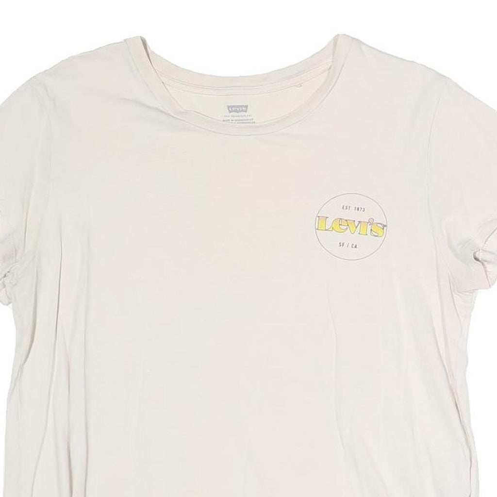 LEVI'S Womens White Graphic T-Shirt L Short Sleeve Crew Neck Casual Cotton