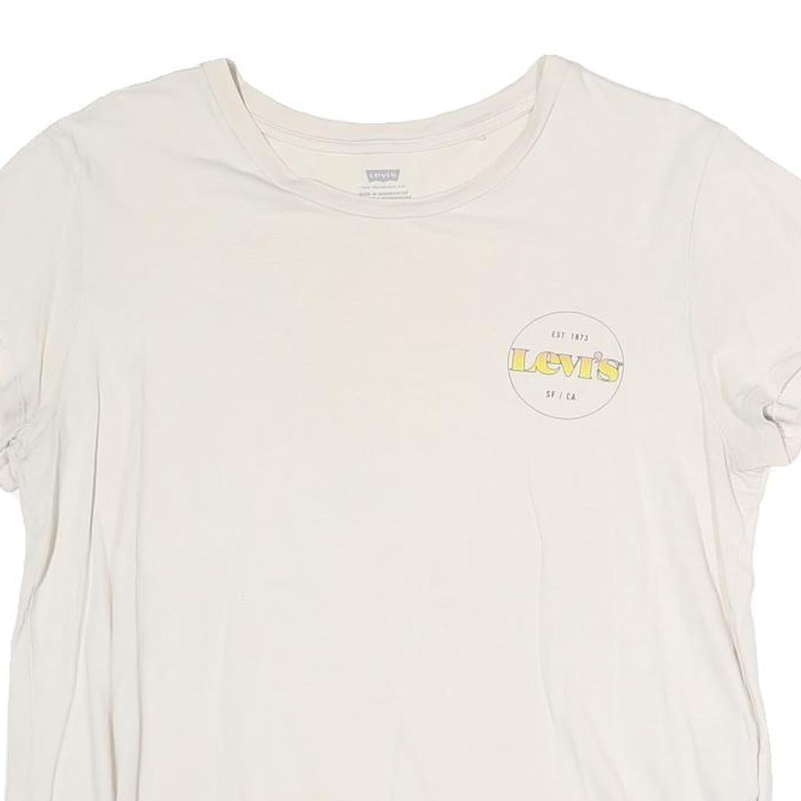 LEVI'S Womens White Graphic T-Shirt L Short Sleeve Crew Neck Casual Cotton