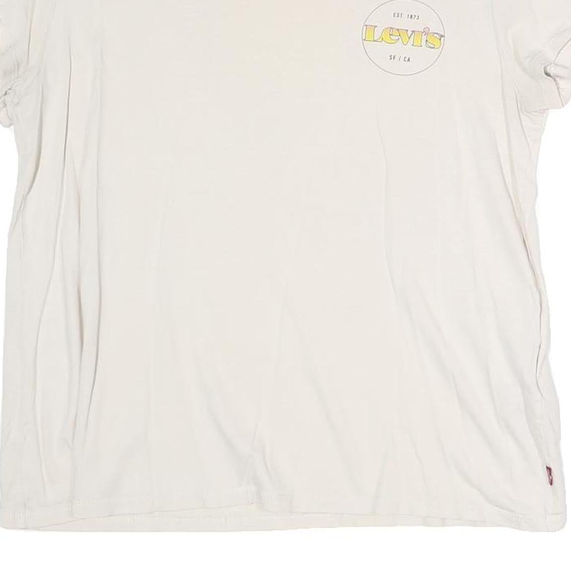 LEVI'S Womens White Graphic T-Shirt L Short Sleeve Crew Neck Casual Cotton