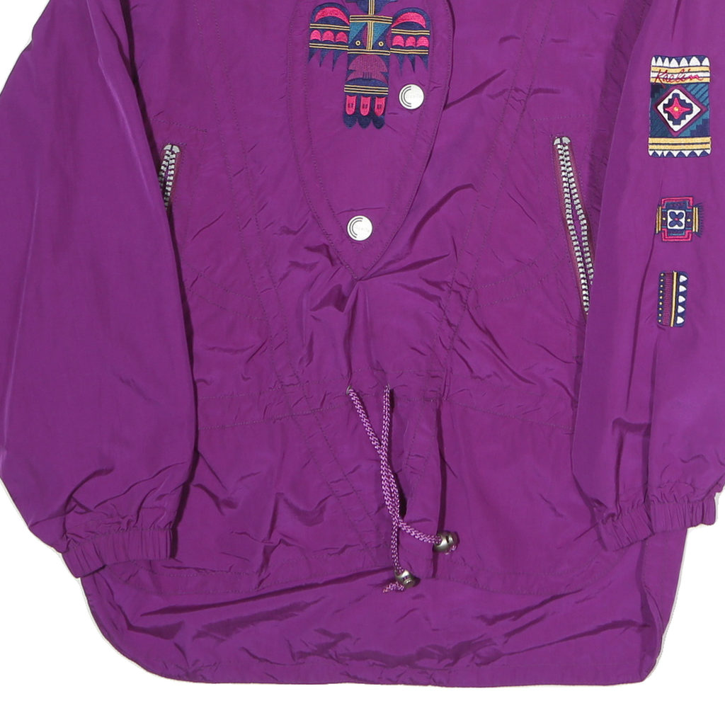 KAELIN Womens Purple Nylon Jacket UK 8 Zip Embroidered Pattern Casual Outerwear