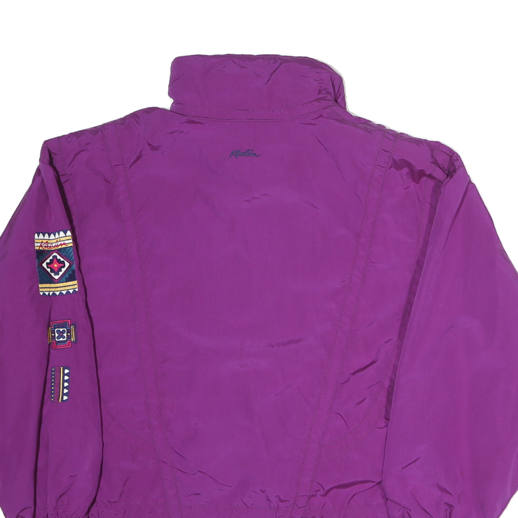 KAELIN Womens Purple Nylon Jacket UK 8 Zip Embroidered Pattern Casual Outerwear
