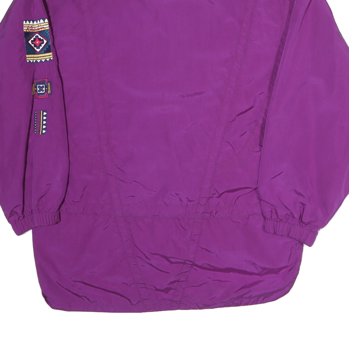KAELIN Womens Purple Nylon Jacket UK 8 Zip Embroidered Pattern Casual Outerwear