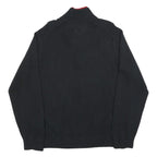 TOMMY HILFIGER Mens Black & Red Patterned Jumper V-Neck L Cotton Blend Knit