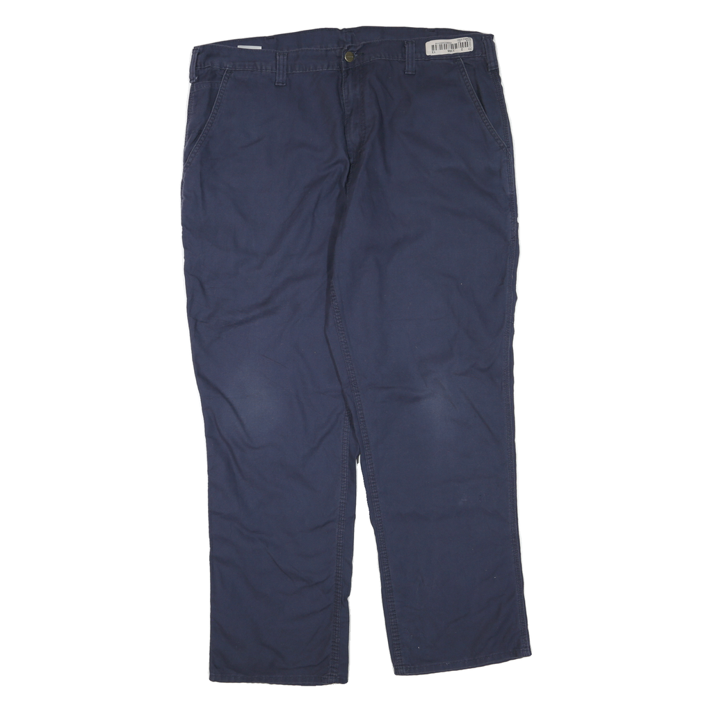 CARHARTT Mens Regular Fit Cotton Blend Navy Zip Trousers W40 L32 Workwear