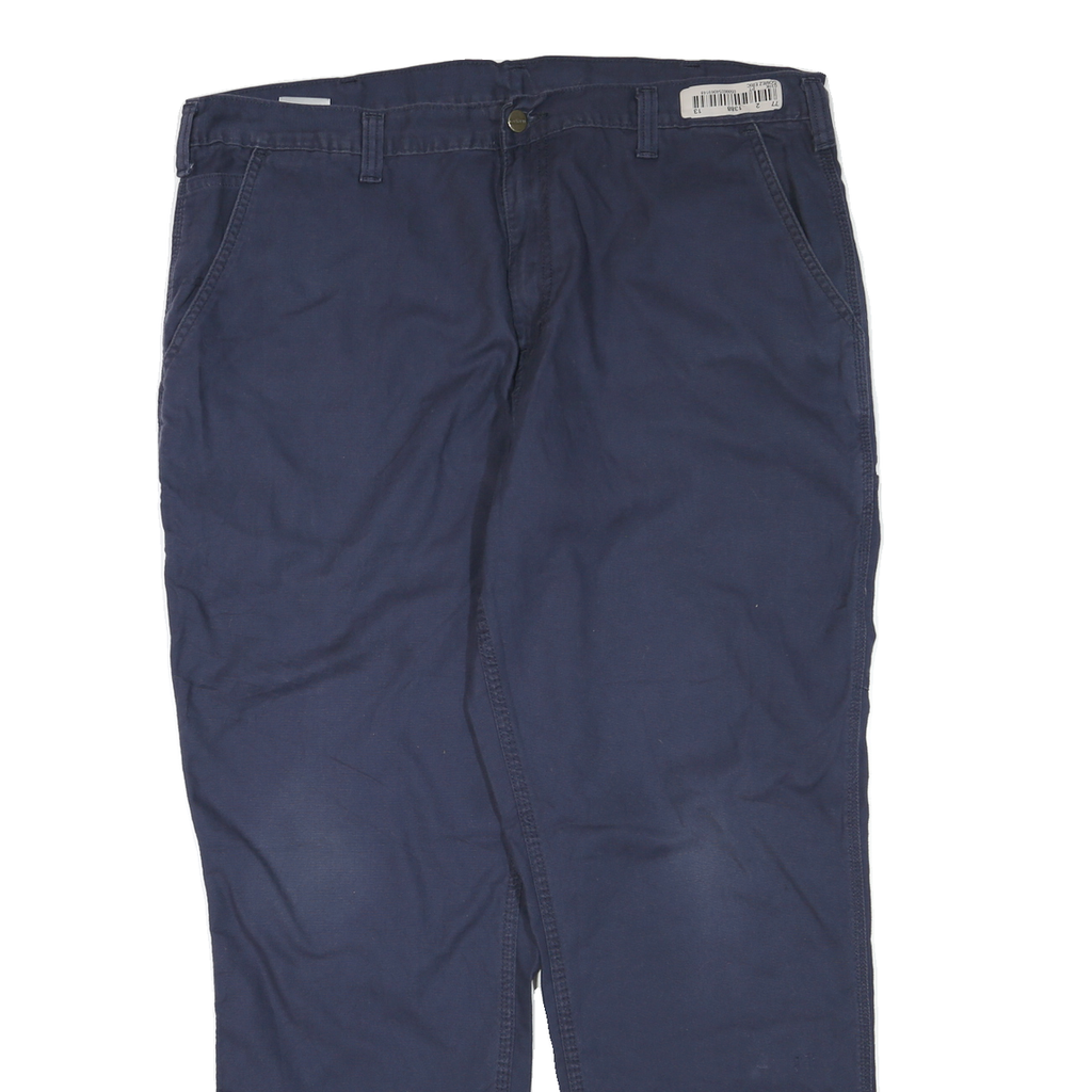 CARHARTT Mens Regular Fit Cotton Blend Navy Zip Trousers W40 L32 Workwear