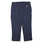 CARHARTT Mens Regular Fit Cotton Blend Navy Zip Trousers W40 L32 Workwear