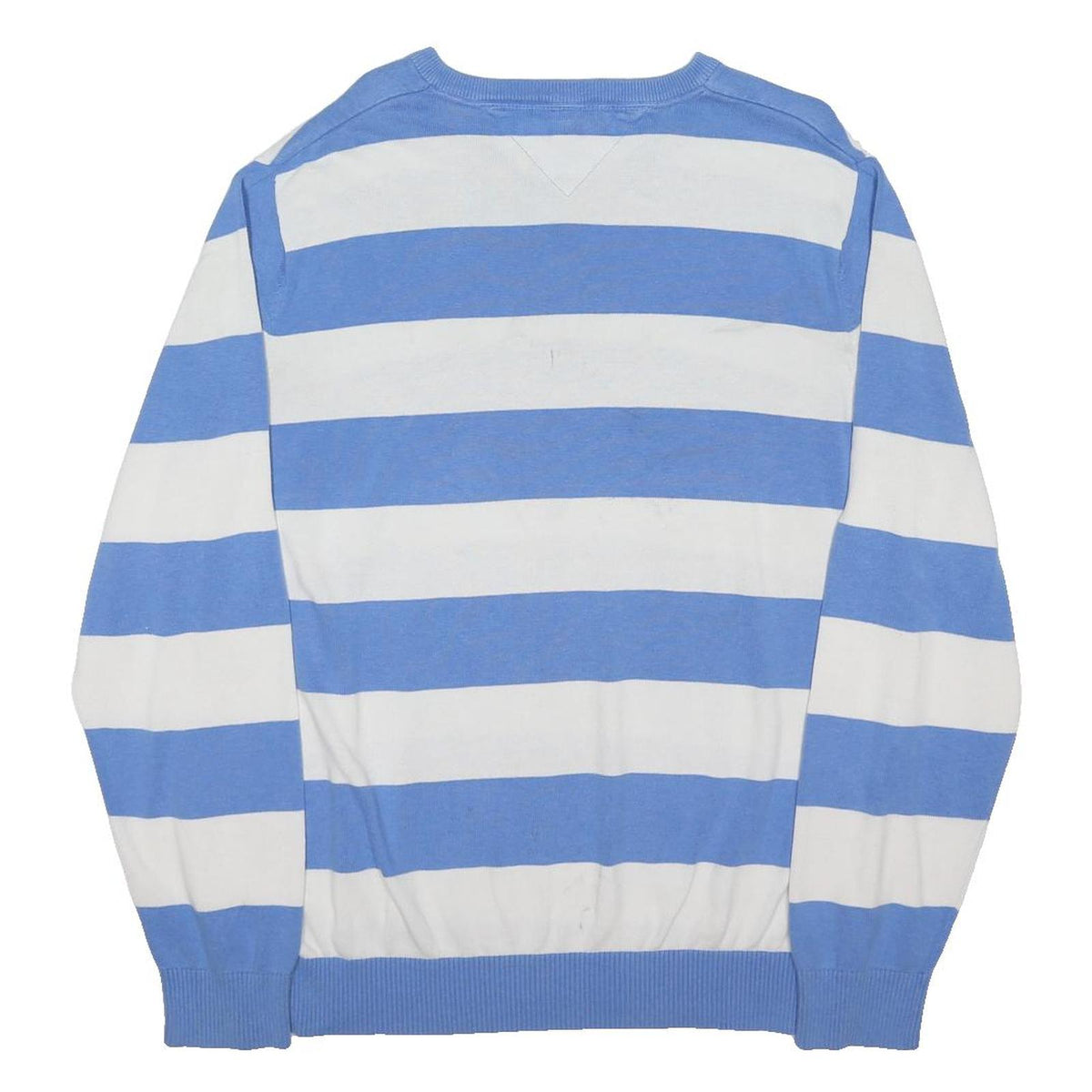 TOMMY HILFIGER Mens Blue & White Patterned V-Neck Basic Knit Jumper XL Striped