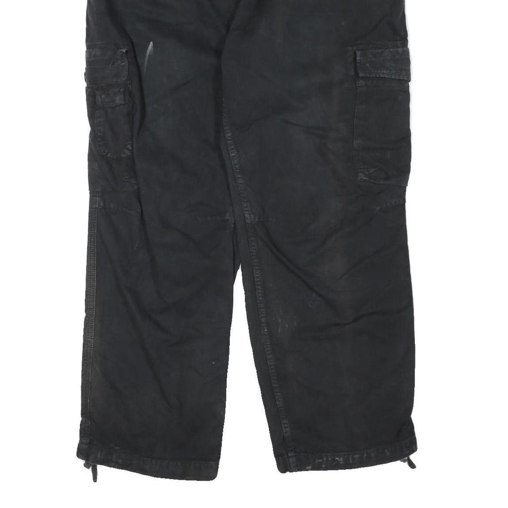 CARHARTT Mens Black Cotton Blend Regular Cargo Trousers W42 L32 Workwear Utility