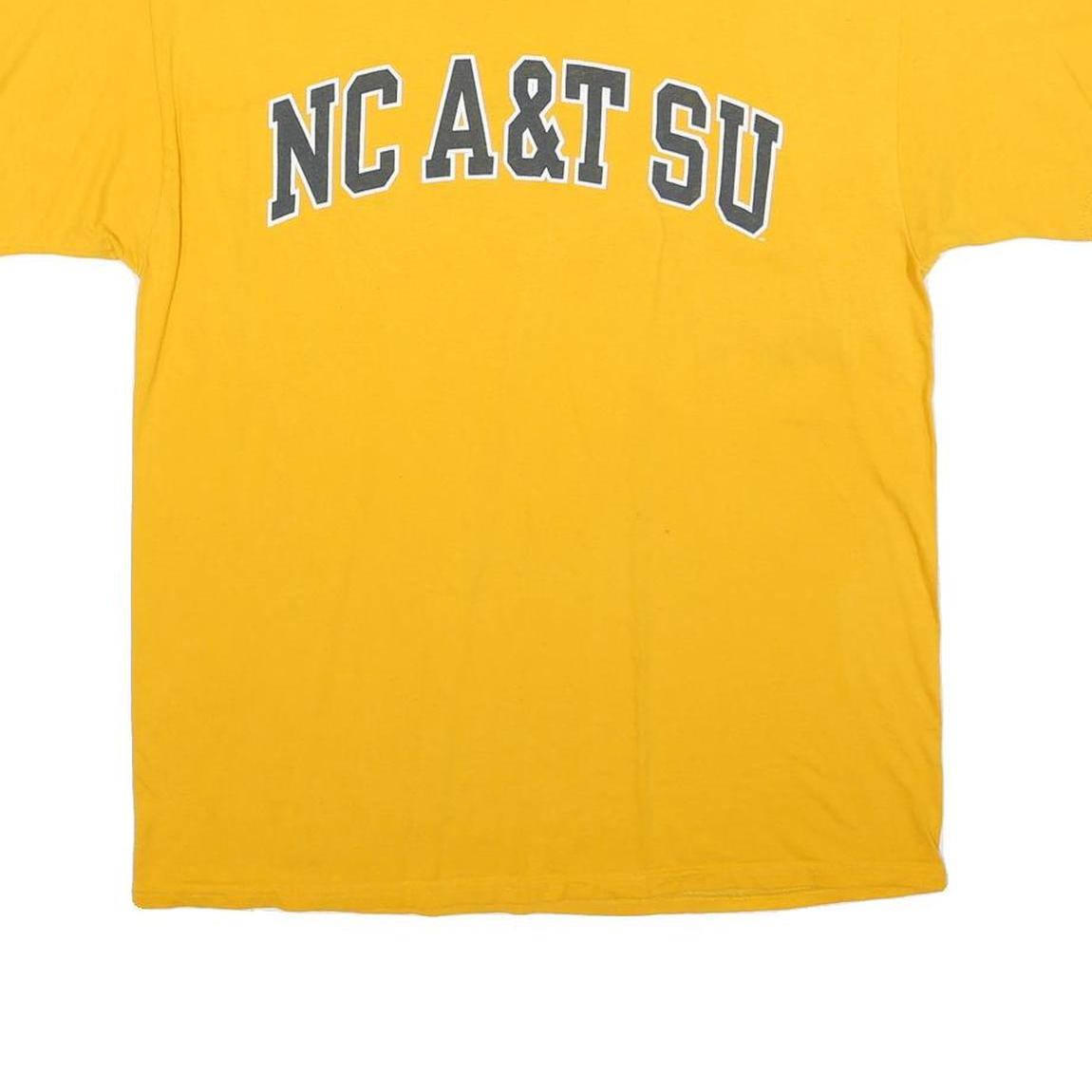 CHAMPION Mens Yellow NC A&T SU Classic T-Shirt L Short Sleeve Crew Neck Cotton