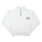 Mens White 1/4 Zip Sweatshirt M Cotton Blend Casual Pullover Comfort