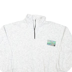 Mens White 1/4 Zip Sweatshirt M Cotton Blend Casual Pullover Comfort