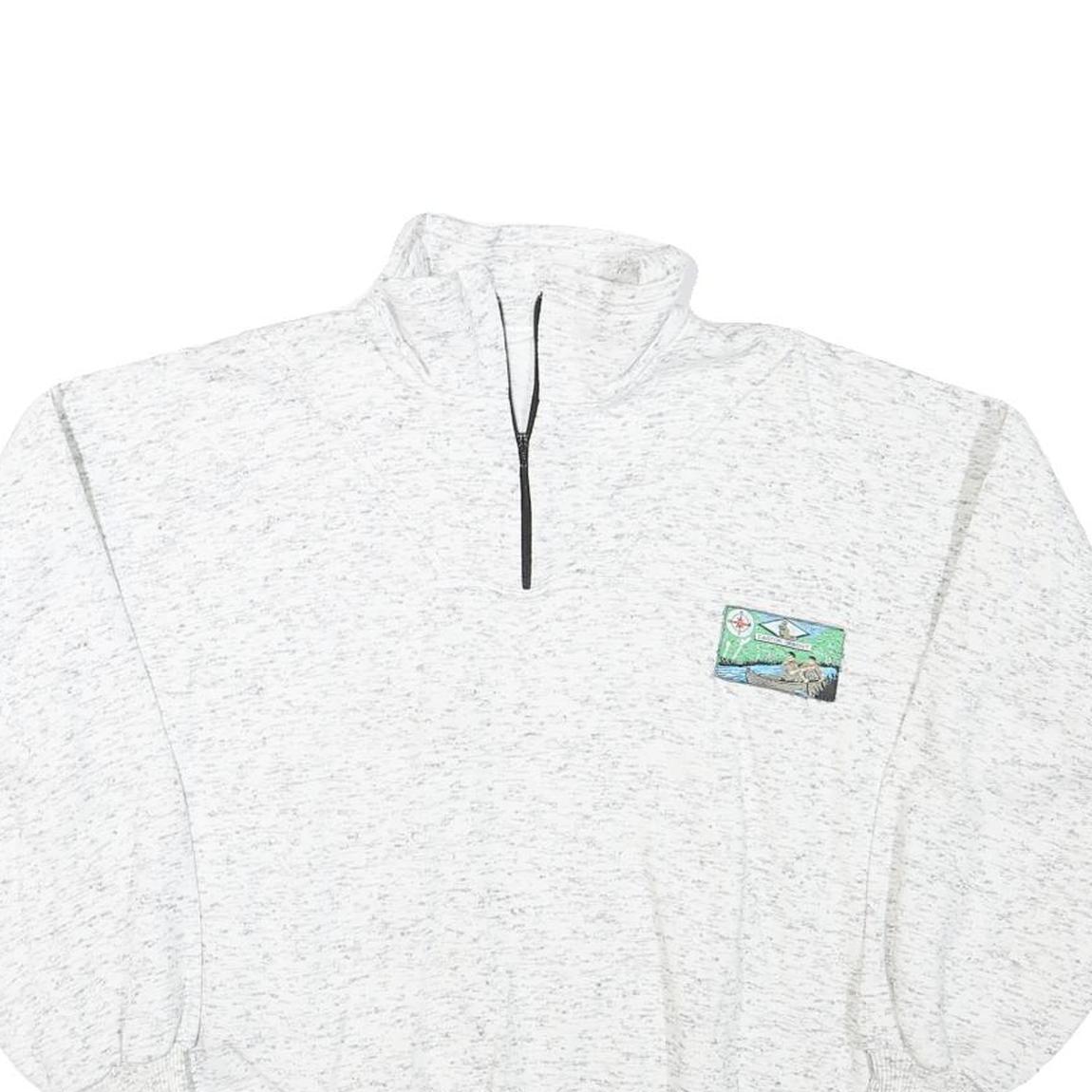 Mens White 1/4 Zip Sweatshirt M Cotton Blend Casual Pullover Comfort