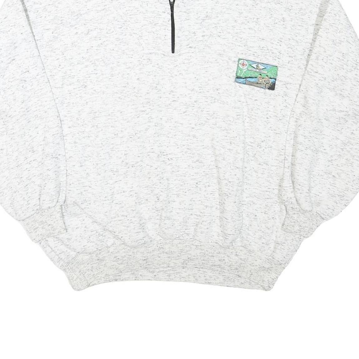 Mens White 1/4 Zip Sweatshirt M Cotton Blend Casual Pullover Comfort