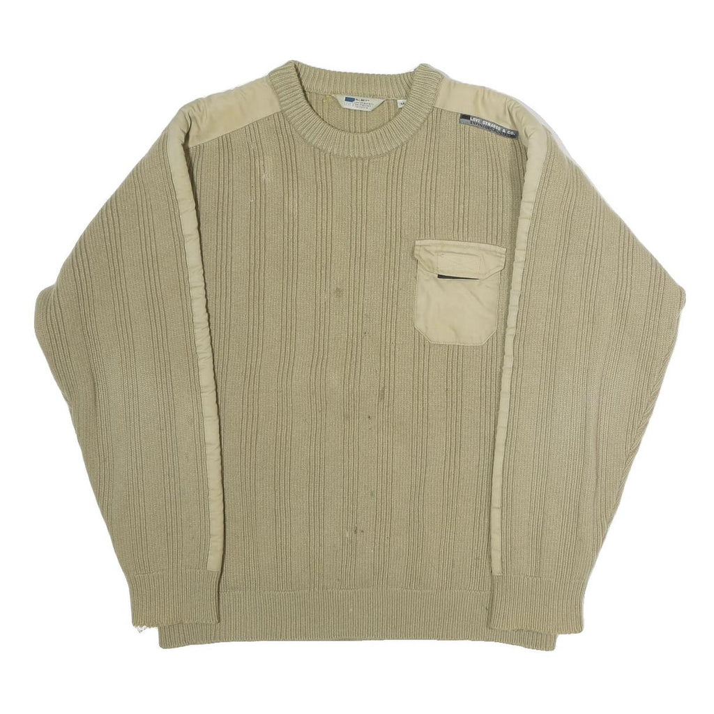 LEVI'S Mens Beige Cotton Patterned Crew Neck Basic Knit Jumper M Casual Knitwear