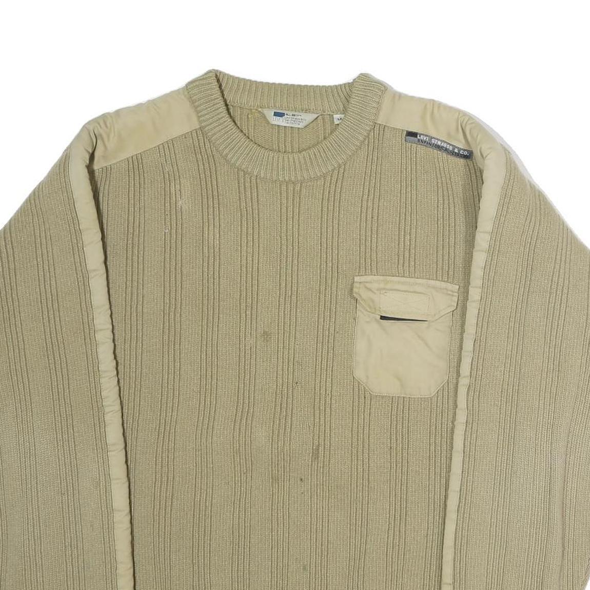 LEVI'S Mens Beige Cotton Patterned Crew Neck Basic Knit Jumper M Casual Knitwear