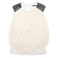 KAREN MILLEN Womens Cream & Black Sleeveless Round Neck Top UK 14 Elegant