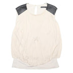 KAREN MILLEN Womens Cream & Black Sleeveless Round Neck Top UK 14 Elegant