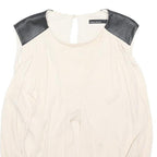 KAREN MILLEN Womens Cream & Black Sleeveless Round Neck Top UK 14 Elegant