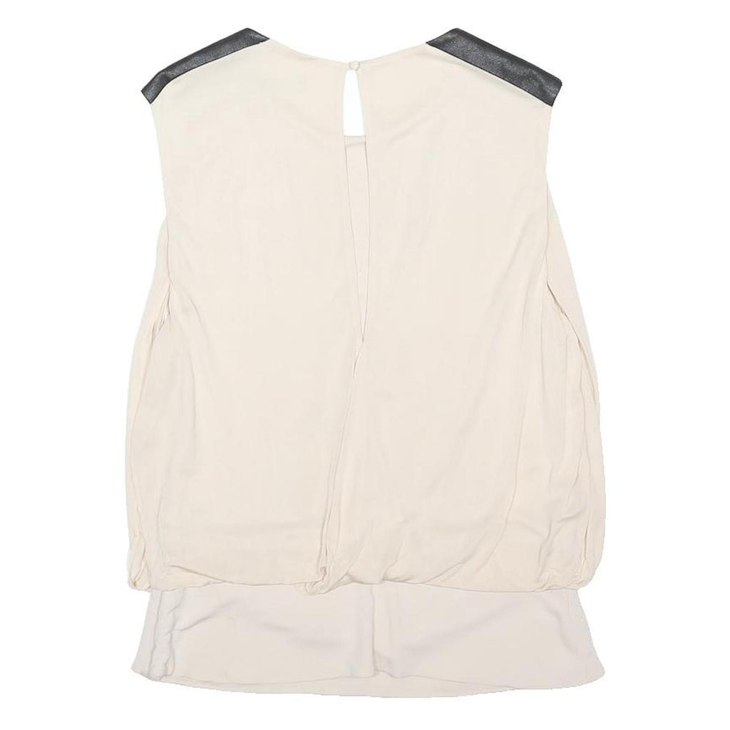 KAREN MILLEN Womens Cream & Black Sleeveless Round Neck Top UK 14 Elegant