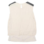 KAREN MILLEN Womens Cream & Black Sleeveless Round Neck Top UK 14 Elegant