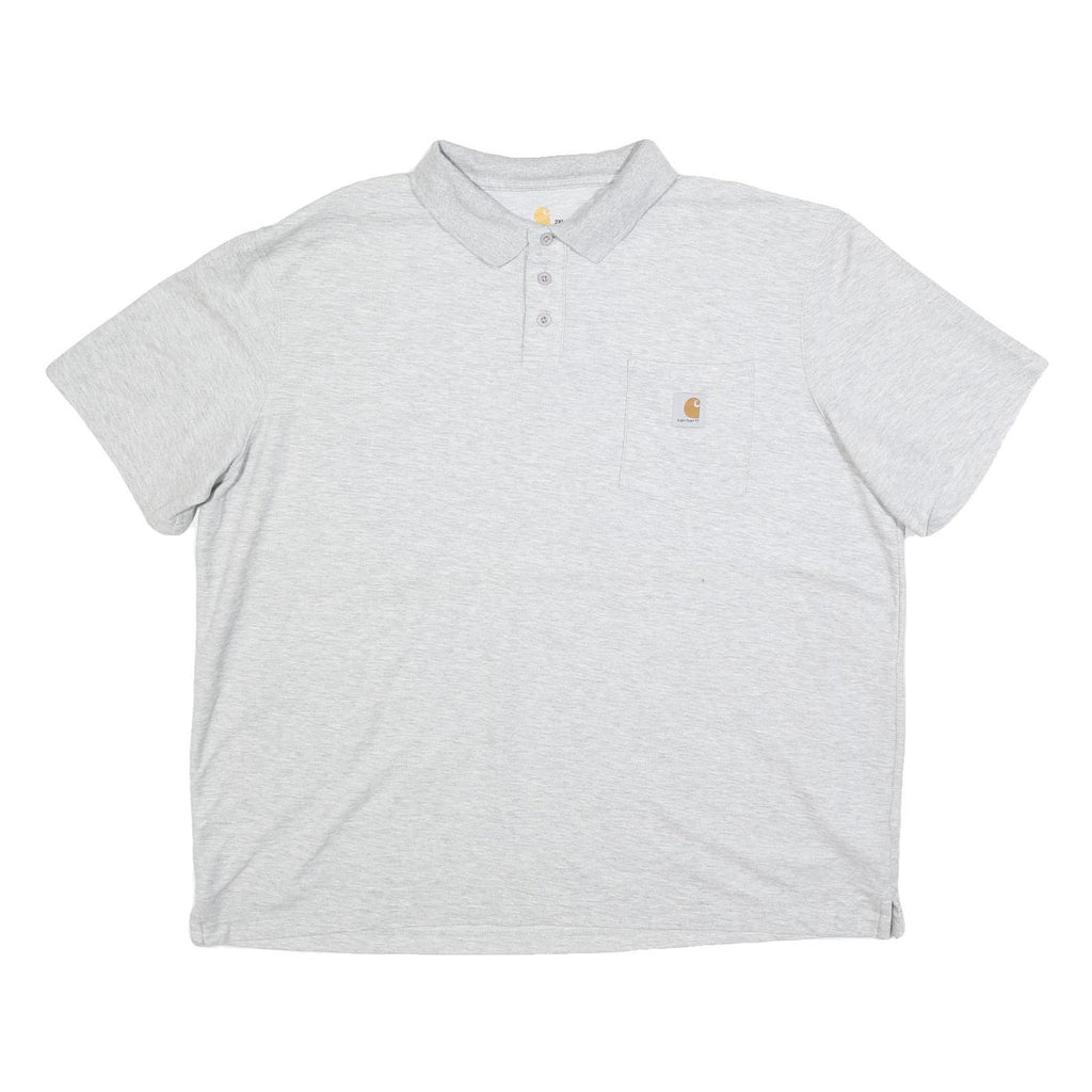 CARHARTT Mens Grey Short Sleeve Plain 2XL Cotton Blend Polo Shirt Casual