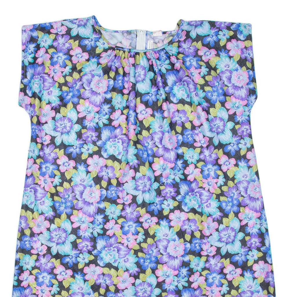 Womens Shift Dress Blue Floral Short Sleeve Knee Length XL