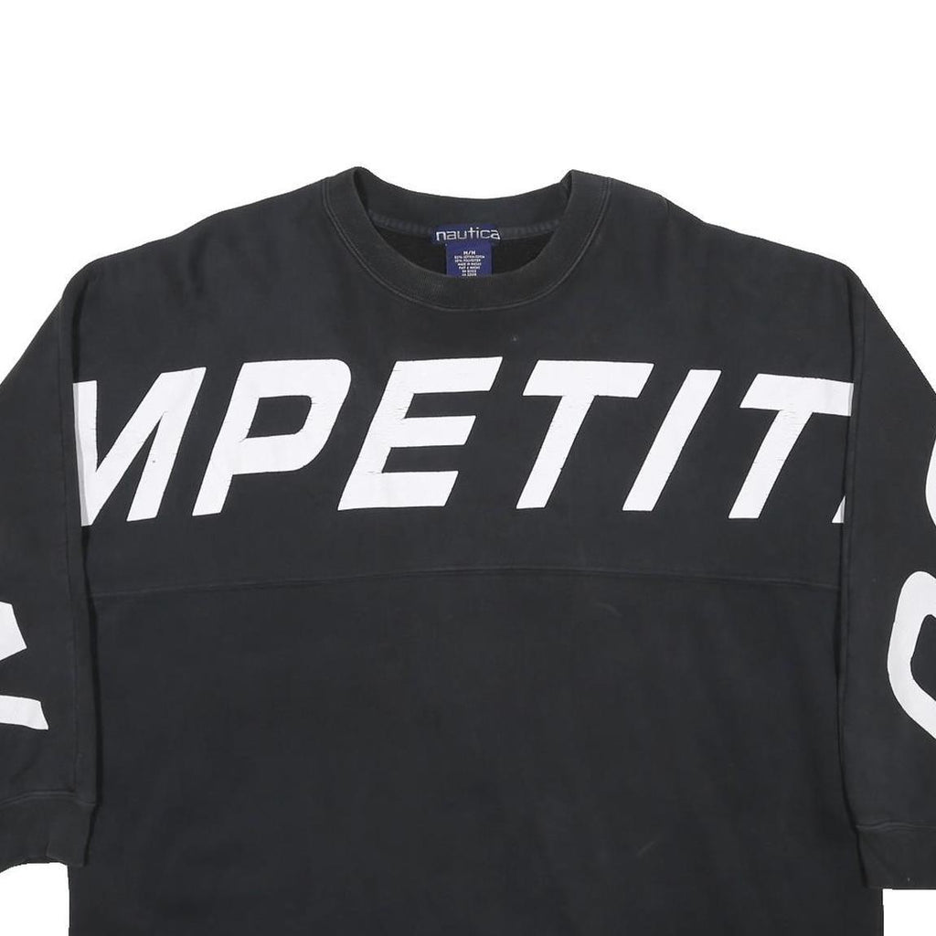 NAUTICA Womens Black Cotton Blend Crew Neck Sweatshirt M Competition Graphic