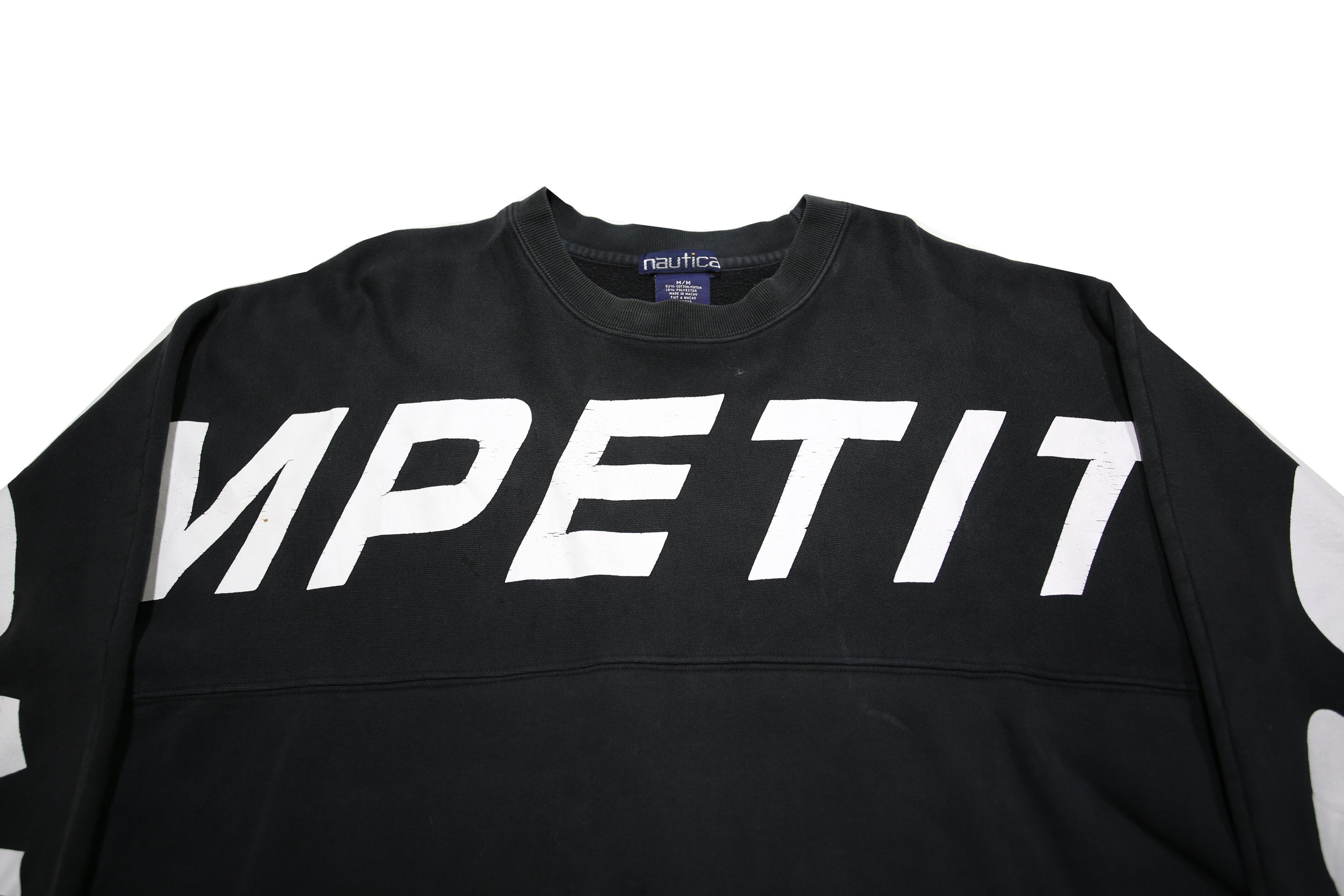 NAUTICA Womens Black Cotton Blend Crew Neck Sweatshirt M Competition Graphic