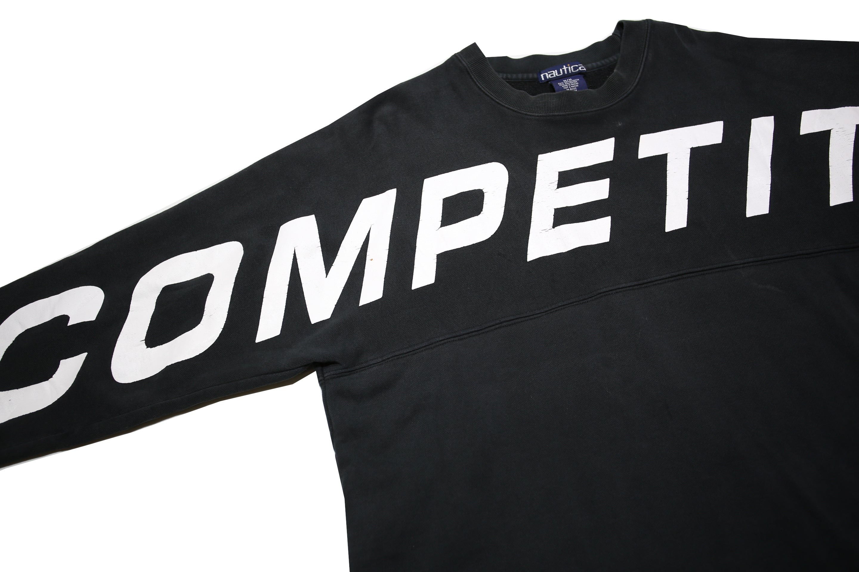 NAUTICA Womens Black Cotton Blend Crew Neck Sweatshirt M Competition Graphic