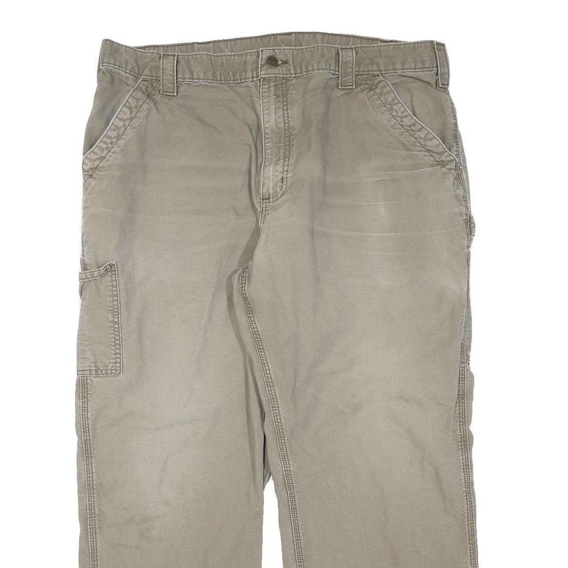 CARHARTT Mens Cotton Blend Beige Regular Fit Straight Leg Trousers W40 L30