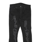 LEVI'S 512 Mens Slim Black Denim Raw W31 L27 Distressed Detail Jeans