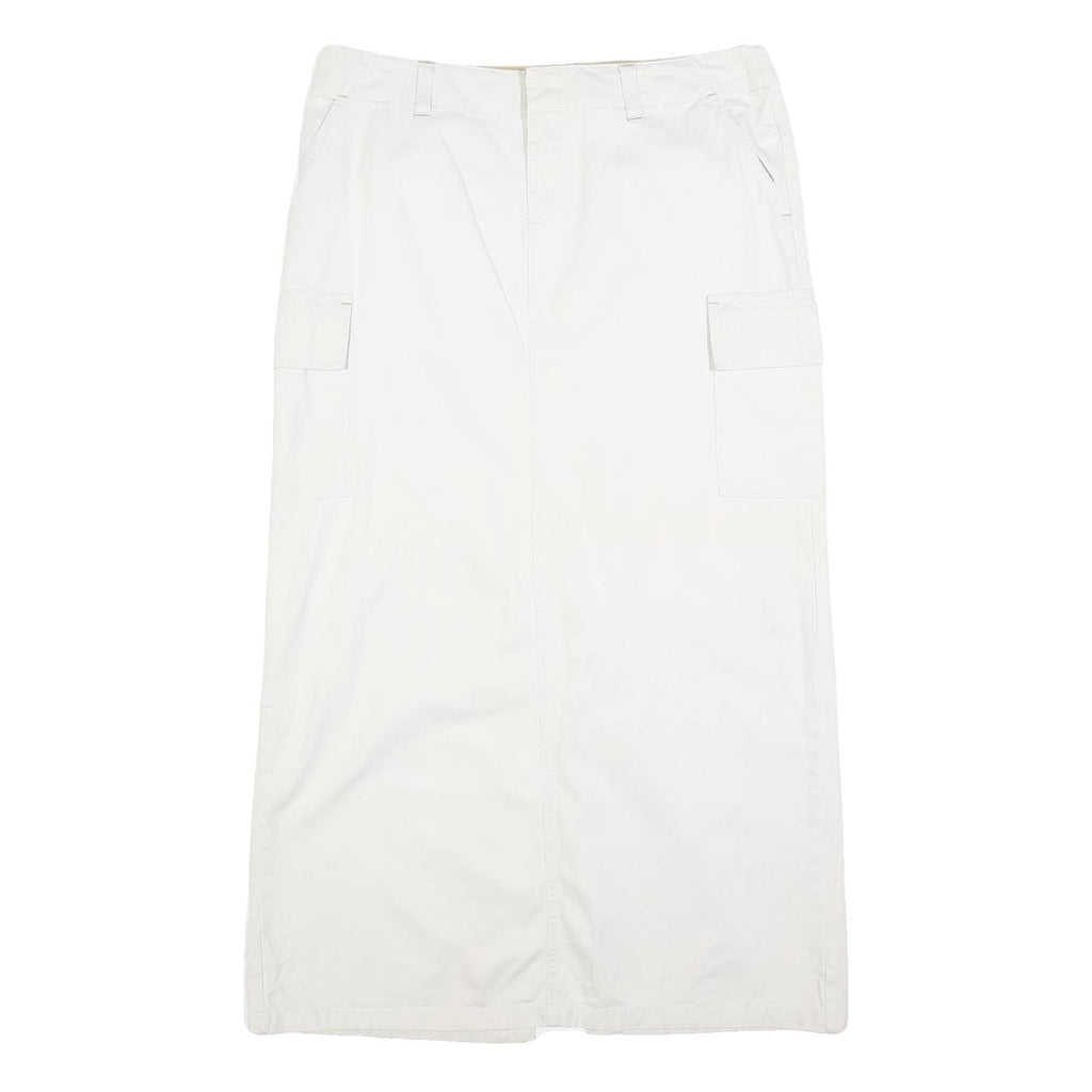 OLD NAVY Womens White Cargo Midi Cotton Blend Skirt M Pockets Casual