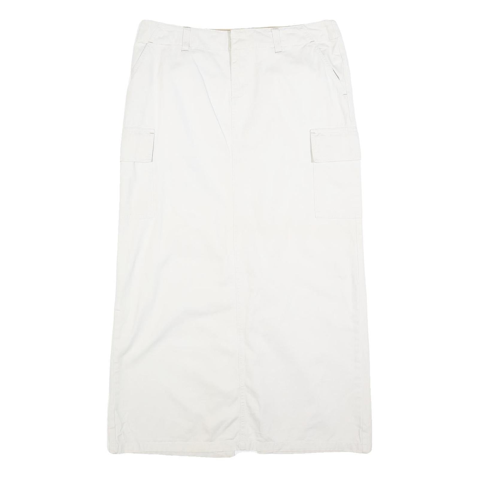 OLD NAVY Womens White Cargo Midi Cotton Blend Skirt M Pockets Casual
