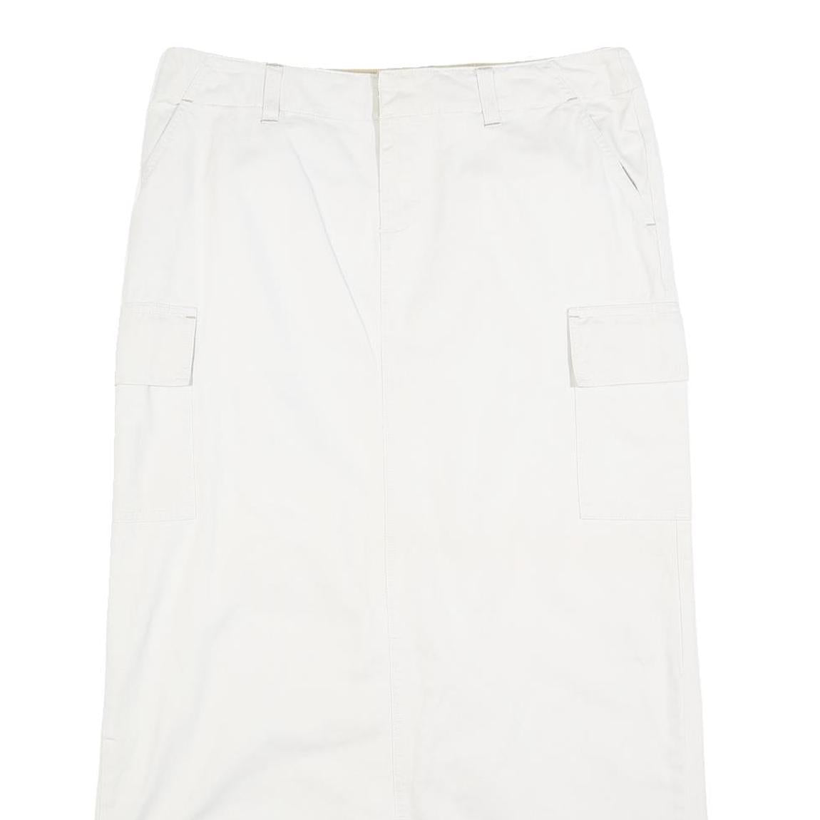 OLD NAVY Womens White Cargo Midi Cotton Blend Skirt M Pockets Casual