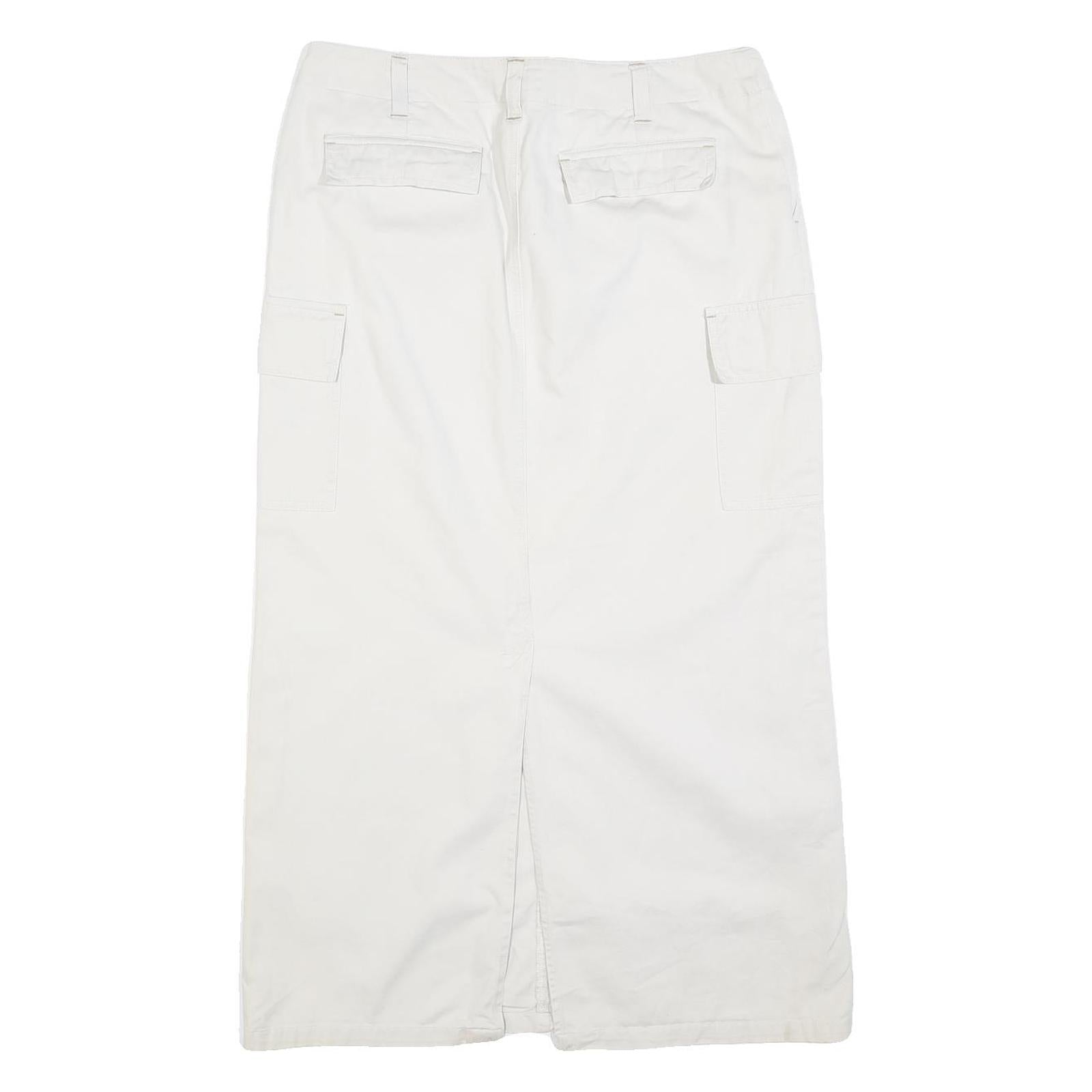 OLD NAVY Womens White Cargo Midi Cotton Blend Skirt M Pockets Casual