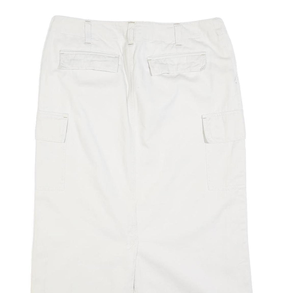 OLD NAVY Womens White Cargo Midi Cotton Blend Skirt M Pockets Casual