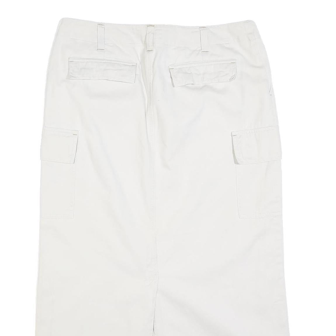 OLD NAVY Womens White Cargo Midi Cotton Blend Skirt M Pockets Casual