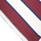LANDSEND Mens White & Maroon Breton Stripe Long Sleeve Polo Shirt M Cotton Blend