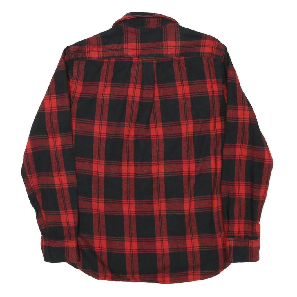 JACHS Mens Red & Black Check Shirt M Cotton Blend Casual Long Sleeve