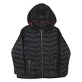 LC WAIKIKI Womens Black Quilted Hooded Jacket L Polyester Blend Zip Outerwear