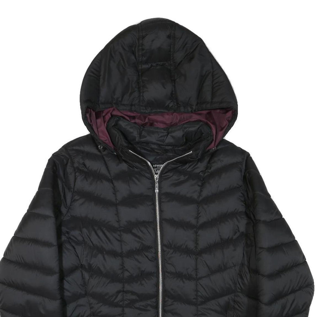 LC WAIKIKI Womens Black Quilted Hooded Jacket L Polyester Blend Zip Outerwear