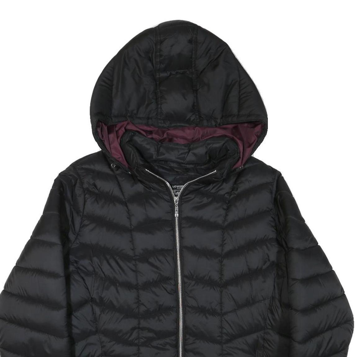 LC WAIKIKI Womens Black Quilted Hooded Jacket L Polyester Blend Zip Outerwear